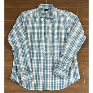 UNTUCKit Maxville WF Shirt Mens Large Tall Blue White Plaid Wrinkle Free 40460